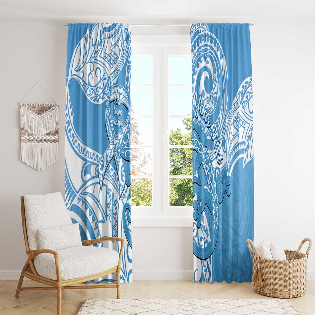 Personalised New Zealand Autism Awareness Window Curtain NZ Fern With Maori Koru Lizard LT14 - Polynesian Pride