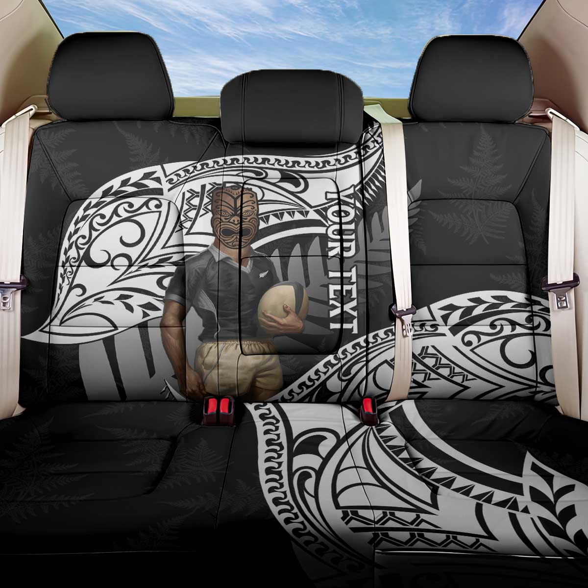 Custom New Zealand Silver Fern Rugby Back Car Seat Cover 2024 Aotearoa Maori Mascot Go All Black