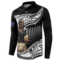 Custom New Zealand Silver Fern Rugby Button Sweatshirt 2024 Aotearoa Maori Mascot Go All Black LT14 - Polynesian Pride