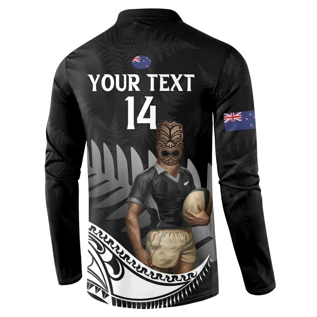 Custom New Zealand Silver Fern Rugby Button Sweatshirt 2024 Aotearoa Maori Mascot Go All Black LT14 - Polynesian Pride