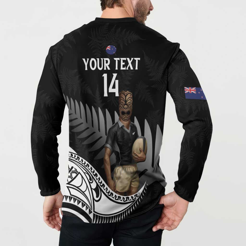 Custom New Zealand Silver Fern Rugby Button Sweatshirt 2024 Aotearoa Maori Mascot Go All Black LT14 - Polynesian Pride