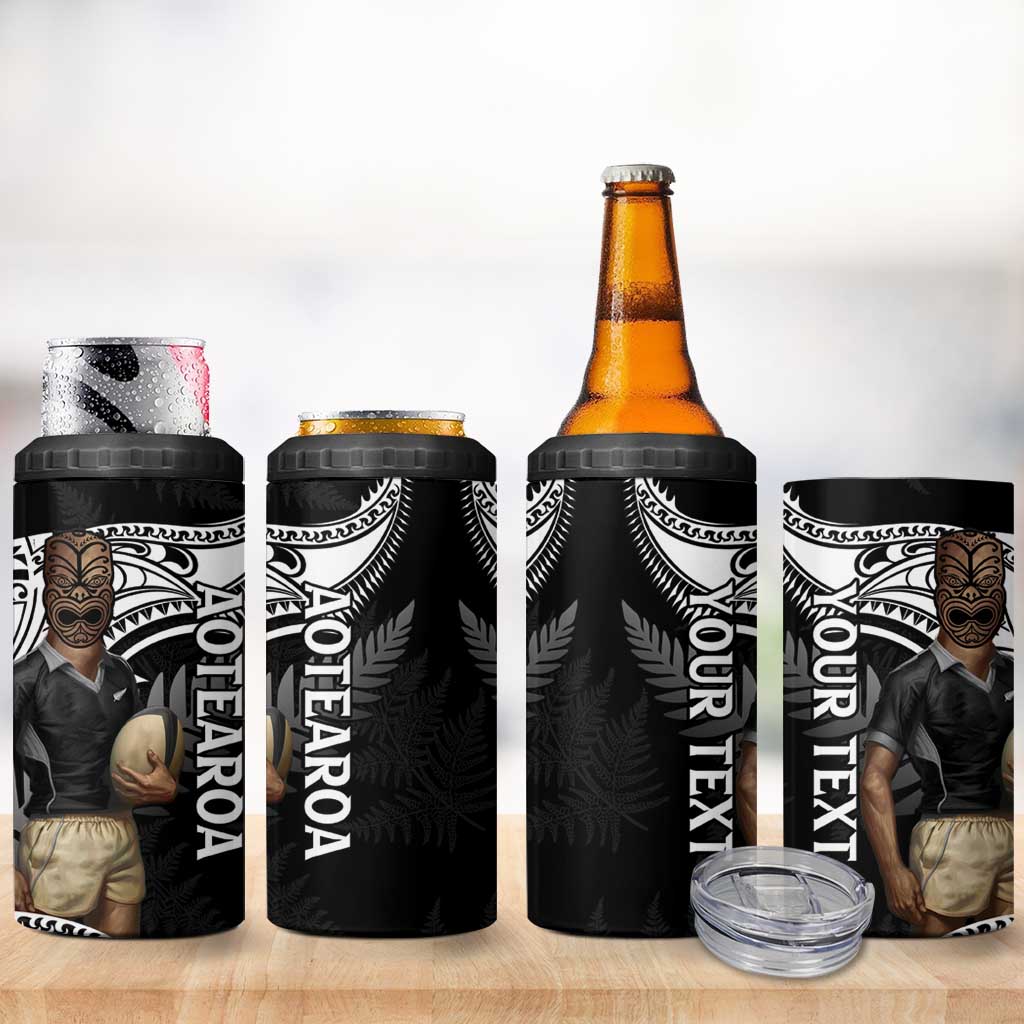 Custom New Zealand Silver Fern Rugby 4 in 1 Can Cooler Tumbler 2024 Aotearoa Maori Mascot Go All Black