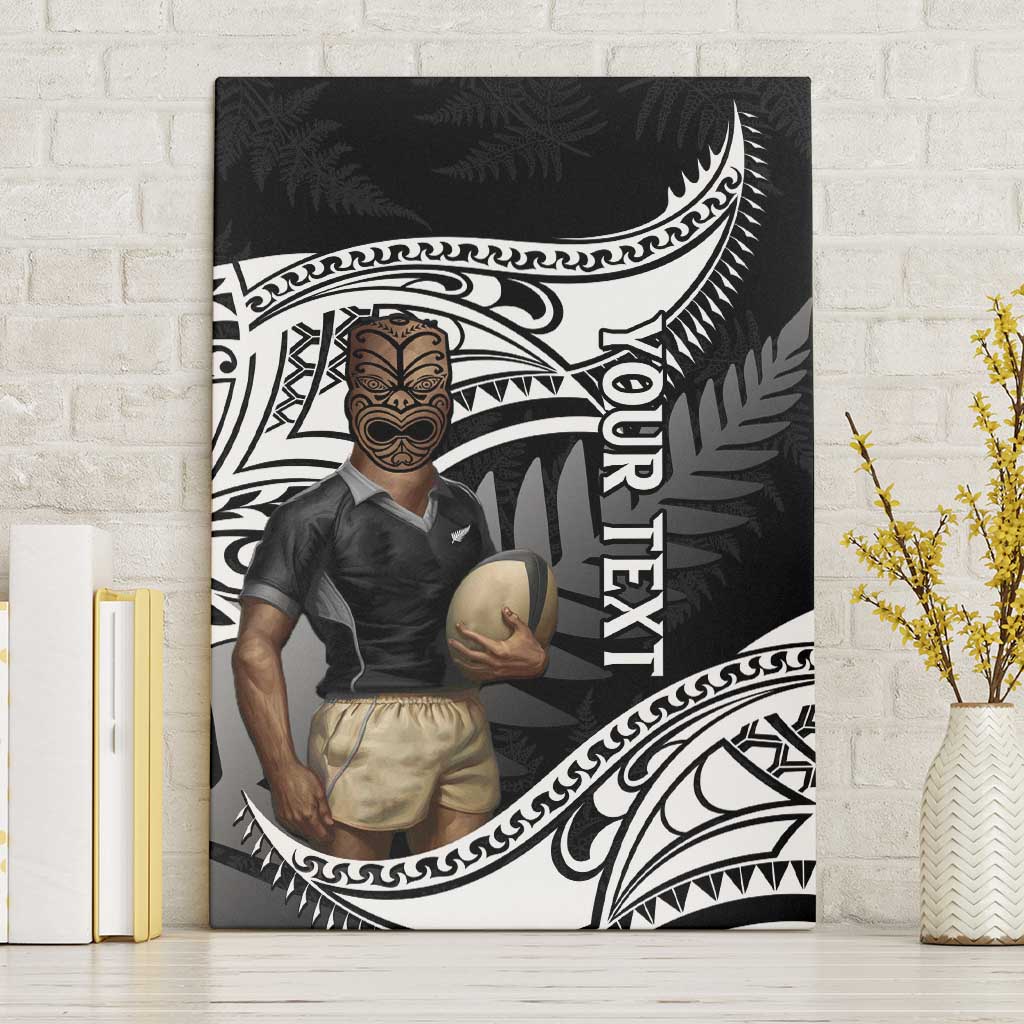 Custom New Zealand Silver Fern Rugby Canvas Wall Art 2024 Aotearoa Maori Mascot Go All Black LT14 Without Frame Black - Polynesian Pride