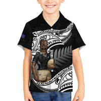 Custom New Zealand Silver Fern Rugby Family Matching Off The Shoulder Long Sleeve Dress and Hawaiian Shirt 2024 Aotearoa Maori Mascot Go All Black