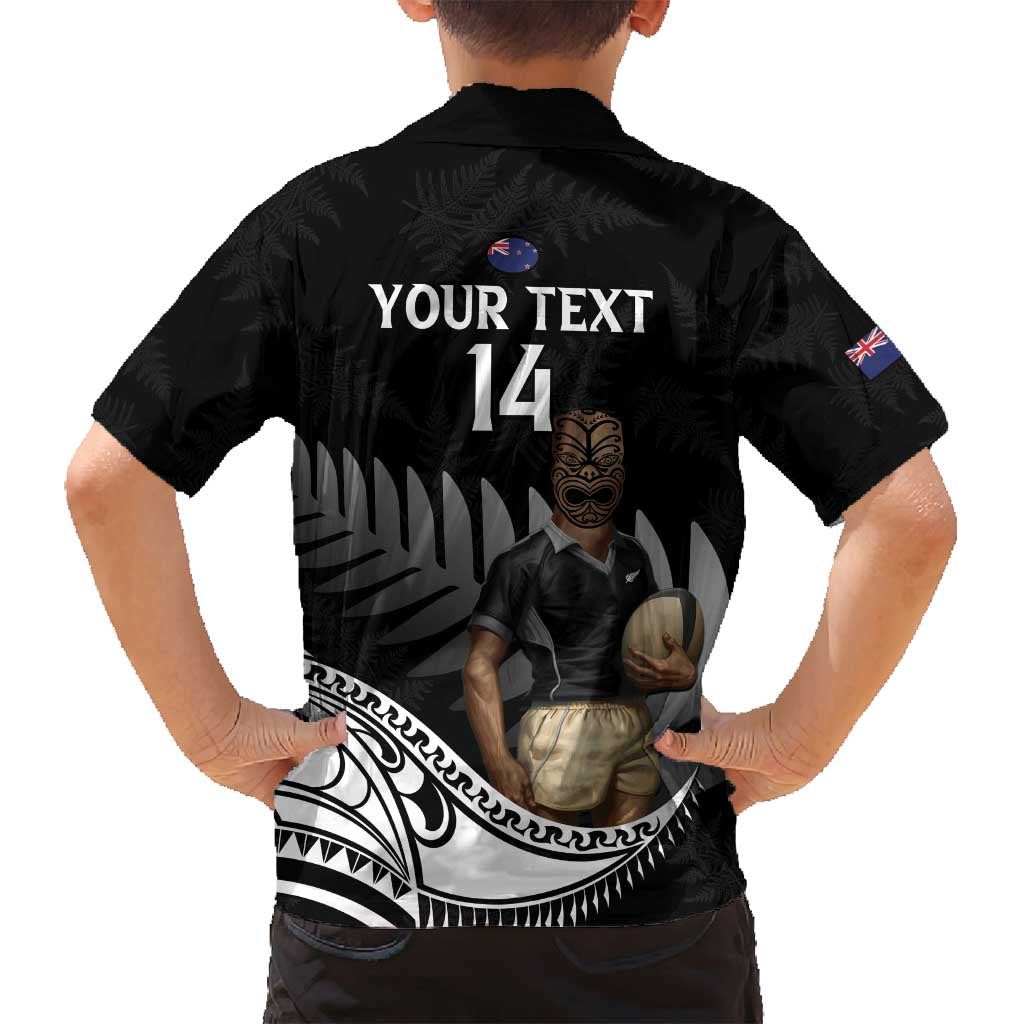 Custom New Zealand Silver Fern Rugby Family Matching Off Shoulder Maxi Dress and Hawaiian Shirt 2024 Aotearoa Maori Mascot Go All Black