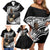 Custom New Zealand Silver Fern Rugby Family Matching Off Shoulder Short Dress and Hawaiian Shirt 2024 Aotearoa Maori Mascot Go All Black