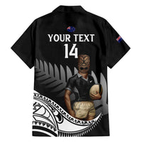 Custom New Zealand Silver Fern Rugby Family Matching Off Shoulder Short Dress and Hawaiian Shirt 2024 Aotearoa Maori Mascot Go All Black