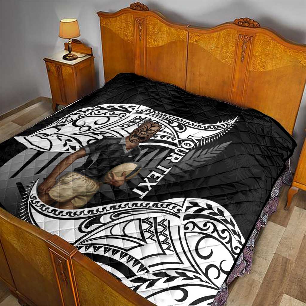 Custom New Zealand Silver Fern Rugby Quilt 2024 Aotearoa Maori Mascot Go All Black