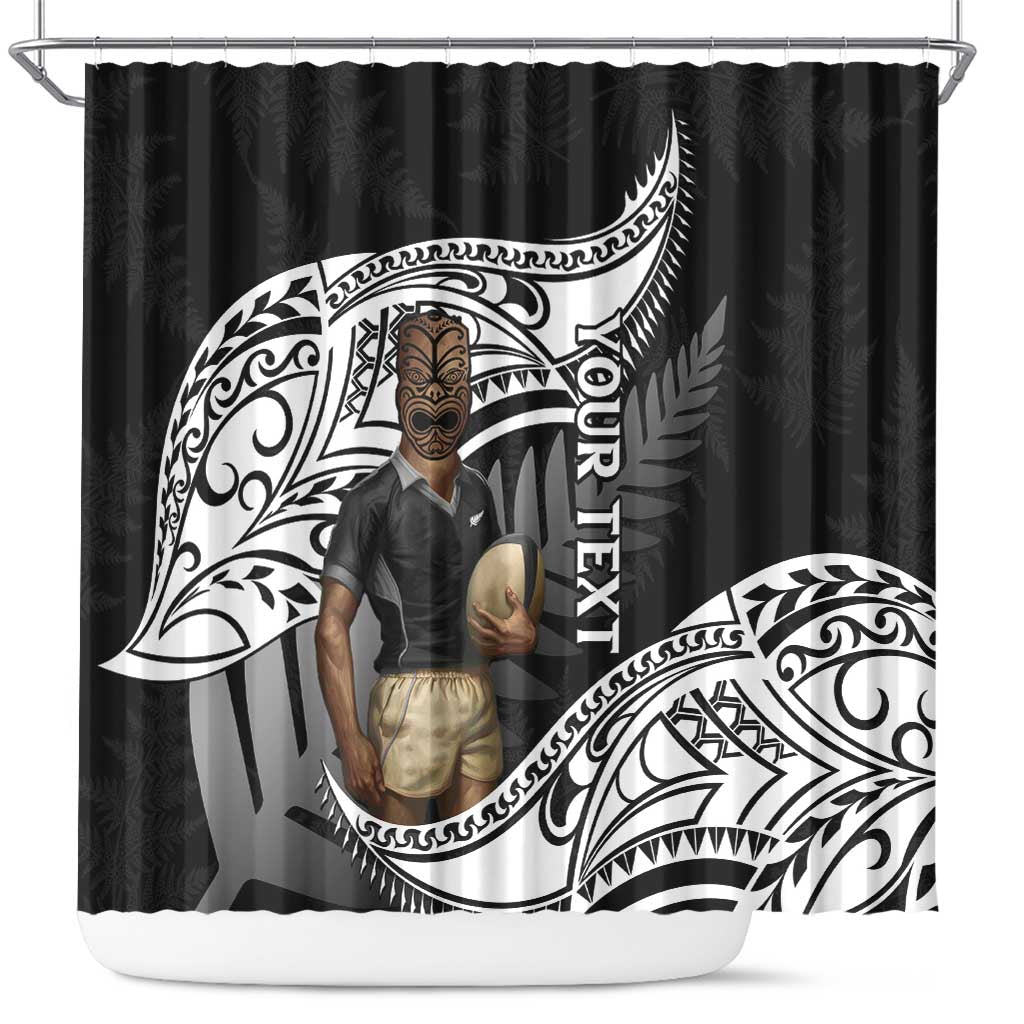 Custom New Zealand Silver Fern Rugby Shower Curtain 2024 Aotearoa Maori Mascot Go All Black