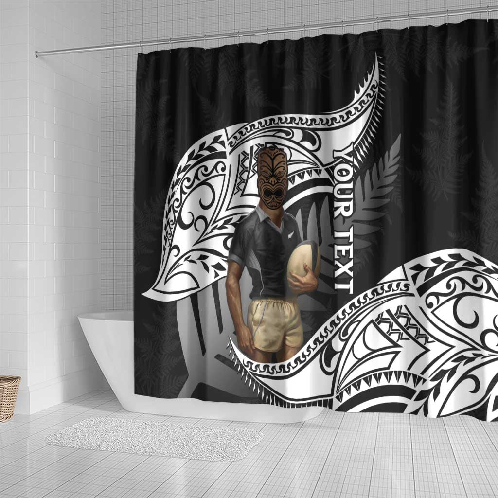Custom New Zealand Silver Fern Rugby Shower Curtain 2024 Aotearoa Maori Mascot Go All Black