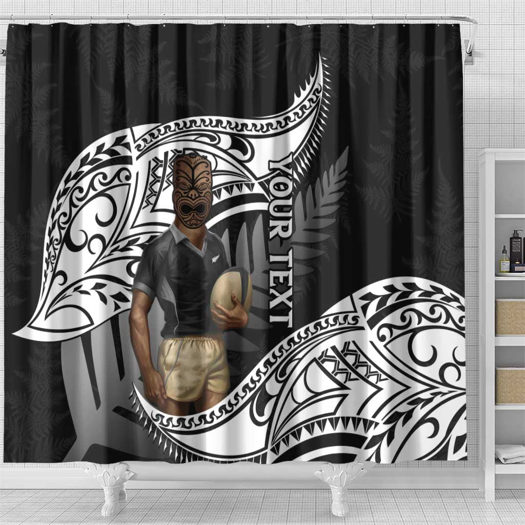 Custom New Zealand Silver Fern Rugby Shower Curtain 2024 Aotearoa Maori Mascot Go All Black