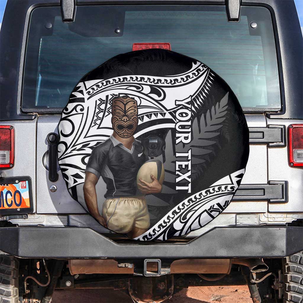 Custom New Zealand Silver Fern Rugby Spare Tire Cover 2024 Aotearoa Maori Mascot Go All Black LT14 Black - Polynesian Pride