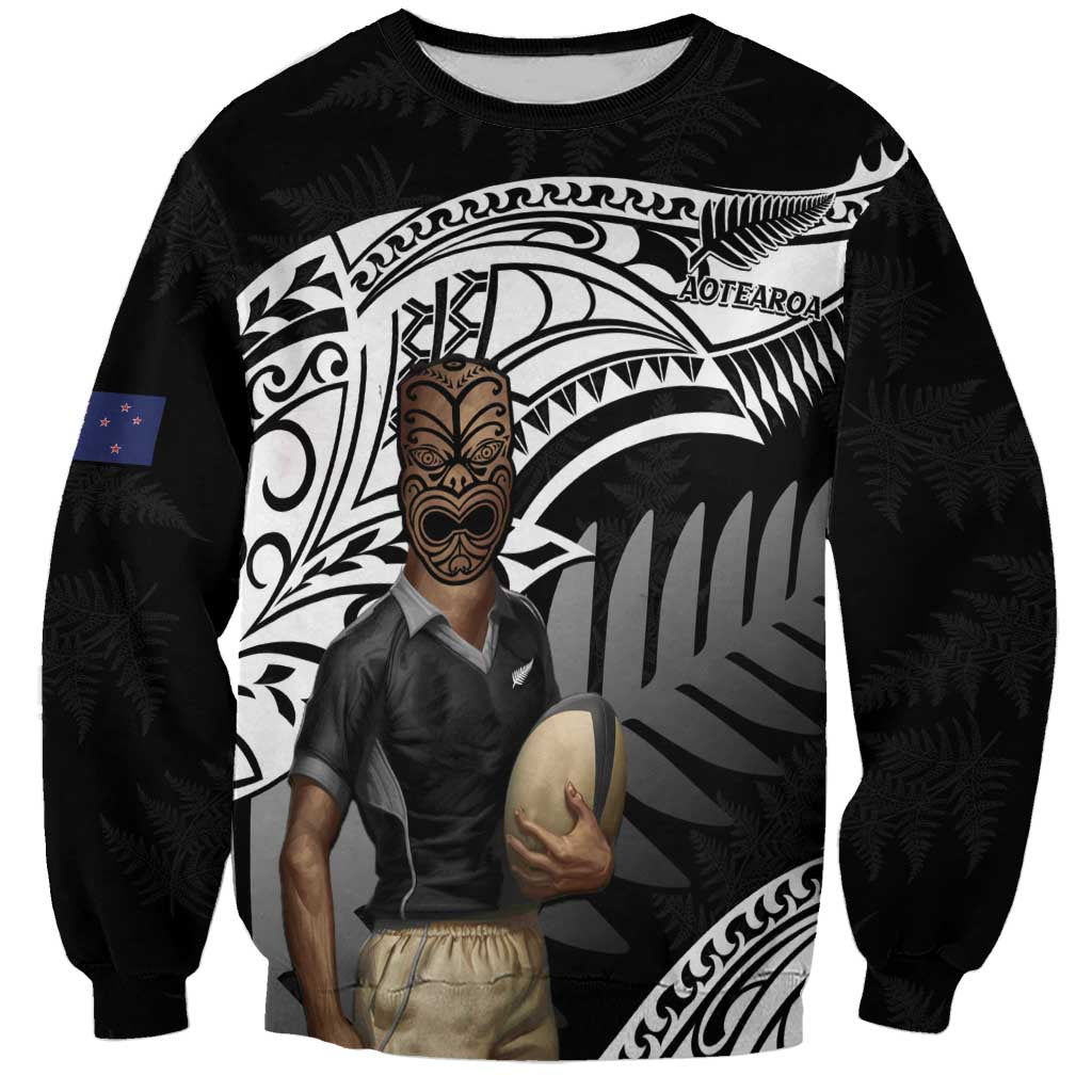 Custom New Zealand Silver Fern Rugby Sweatshirt 2024 Aotearoa Maori Mascot Go All Black