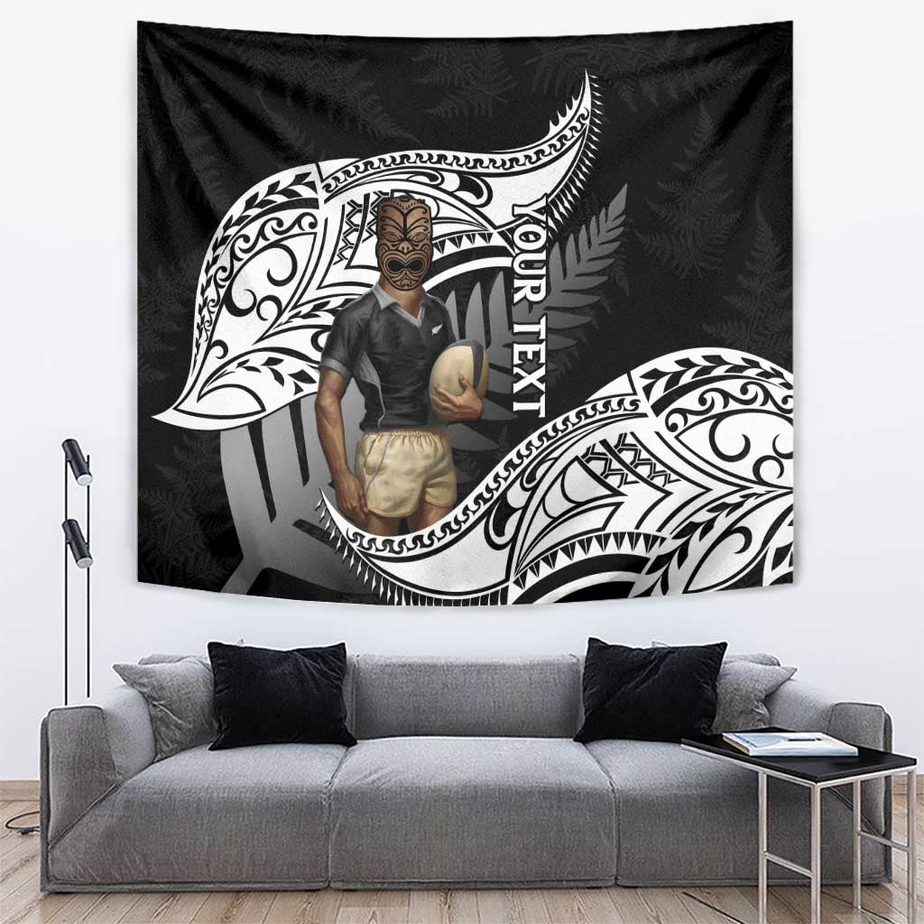 Custom New Zealand Silver Fern Rugby Tapestry 2024 Aotearoa Maori Mascot Go All Black