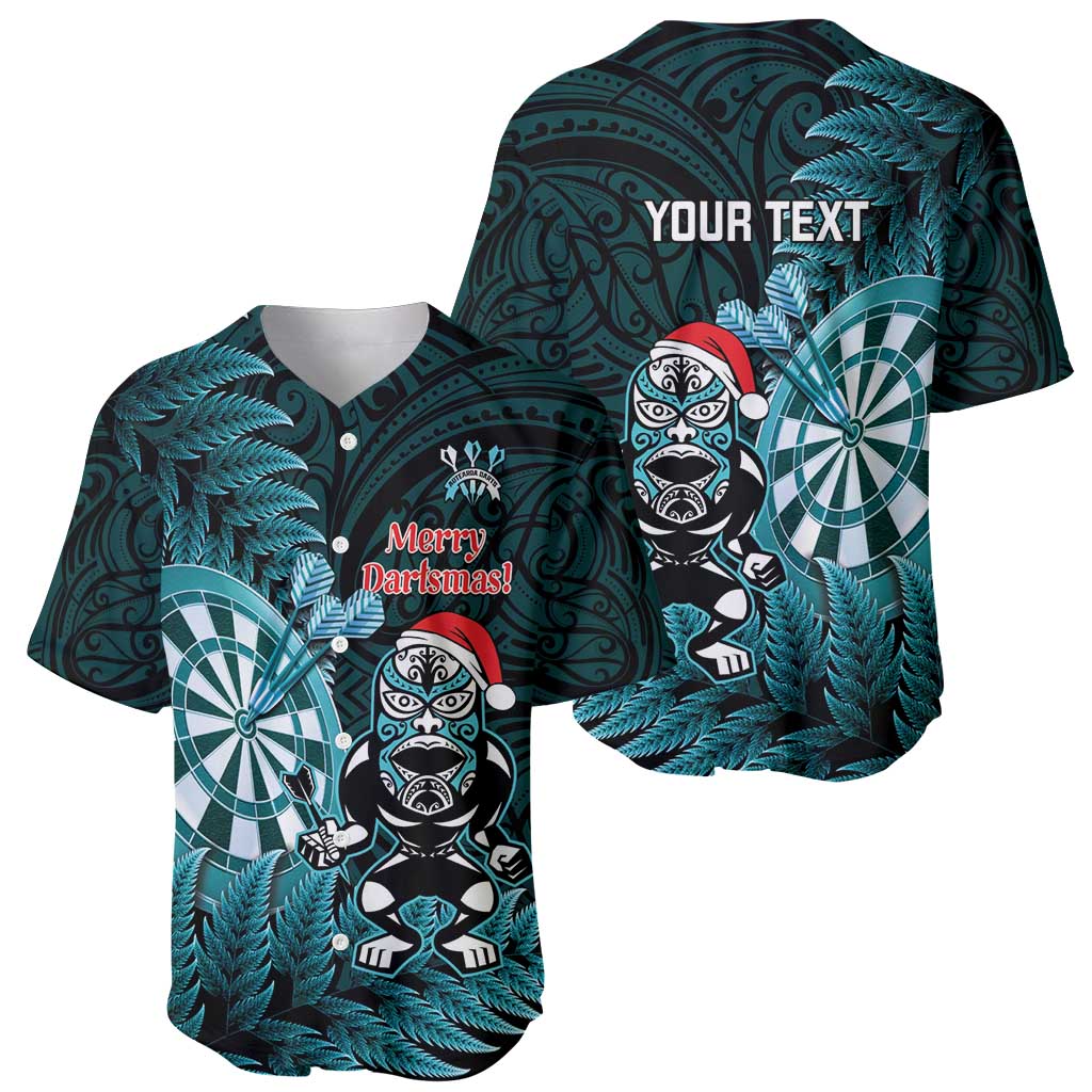 Personalised New Zealand Darts Christmas Baseball Jersey Maori Fern Merry Dartsmas - Polynesian Pride