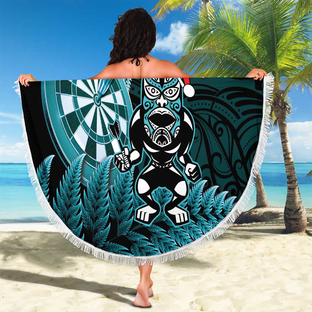 New Zealand Darts Christmas Beach Blanket Maori Fern Merry Dartsmas - Polynesian Pride
