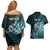 Personalised New Zealand Darts Christmas Couples Matching Off Shoulder Short Dress and Hawaiian Shirt Maori Fern Merry Dartsmas - Polynesian Pride