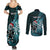 Personalised New Zealand Darts Christmas Couples Matching Summer Maxi Dress and Long Sleeve Button Shirt Maori Fern Merry Dartsmas - Polynesian Pride