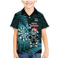Personalised New Zealand Darts Christmas Family Matching Mermaid Dress and Hawaiian Shirt Maori Fern Merry Dartsmas - Polynesian Pride