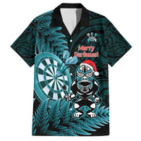 Personalised New Zealand Darts Christmas Family Matching Off The Shoulder Long Sleeve Dress and Hawaiian Shirt Maori Fern Merry Dartsmas - Polynesian Pride