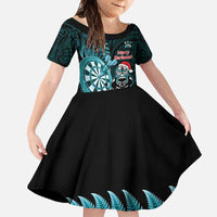 Personalised New Zealand Darts Christmas Family Matching Off Shoulder Maxi Dress and Hawaiian Shirt Maori Fern Merry Dartsmas - Polynesian Pride