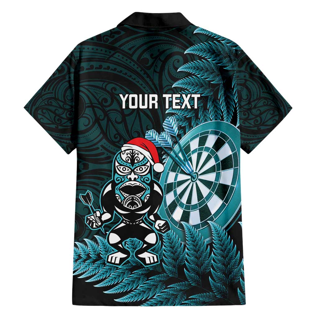 Personalised New Zealand Darts Christmas Family Matching Short Sleeve Bodycon Dress and Hawaiian Shirt Maori Fern Merry Dartsmas - Polynesian Pride
