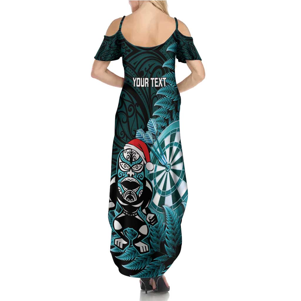 Personalised New Zealand Darts Christmas Family Matching Summer Maxi Dress and Hawaiian Shirt Maori Fern Merry Dartsmas - Polynesian Pride