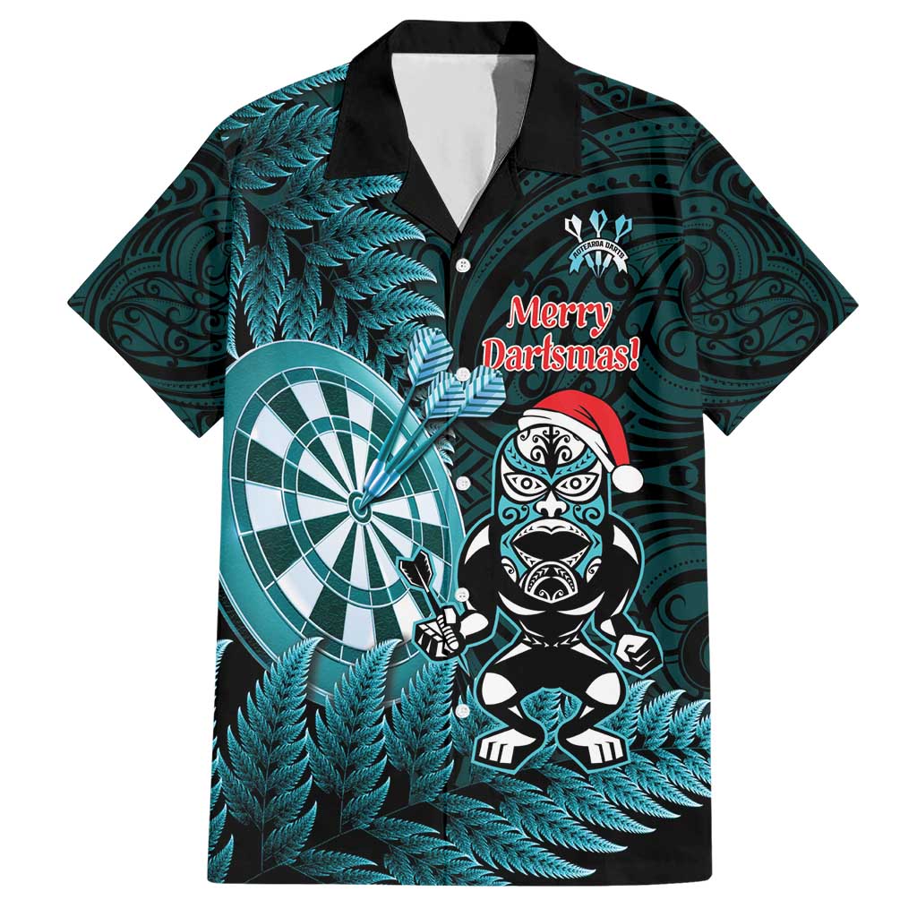 Personalised New Zealand Darts Christmas Hawaiian Shirt Maori Fern Merry Dartsmas - Polynesian Pride