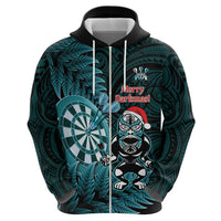 Personalised New Zealand Darts Christmas Hoodie Maori Fern Merry Dartsmas - Polynesian Pride