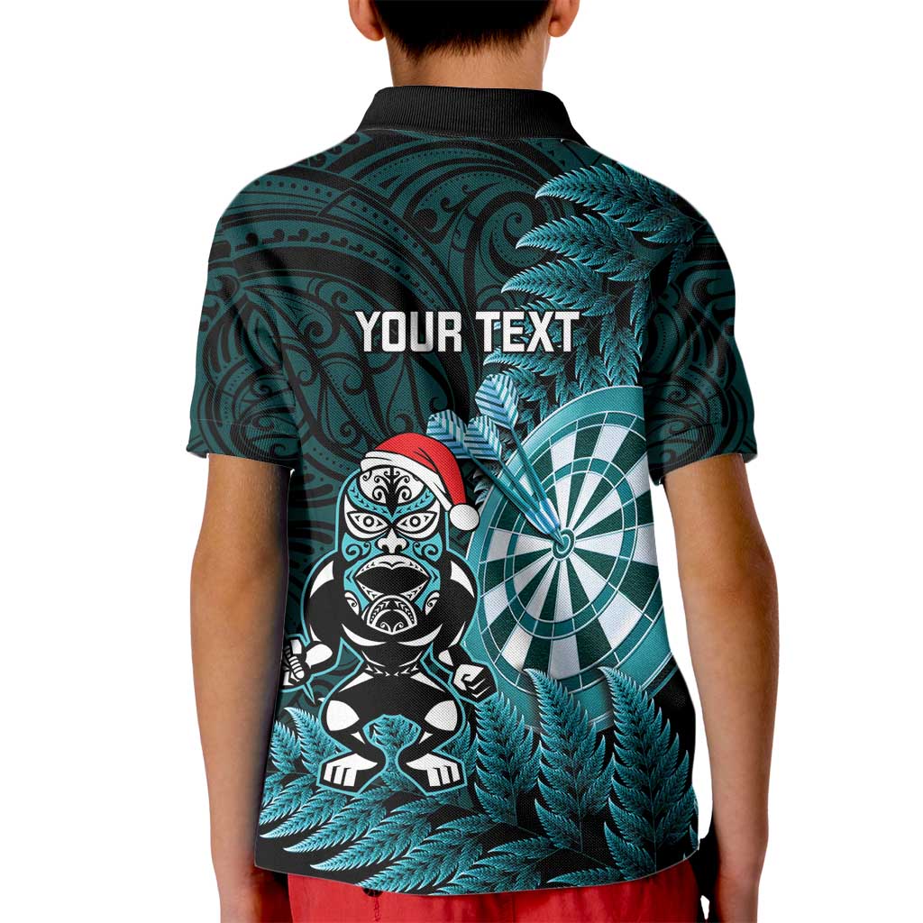 Personalised New Zealand Darts Christmas Kid Polo Shirt Maori Fern Merry Dartsmas - Polynesian Pride
