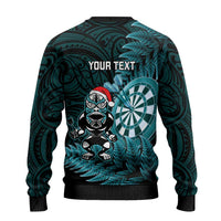 Personalised New Zealand Darts Christmas Ugly Christmas Sweater Maori Fern Merry Dartsmas - Polynesian Pride