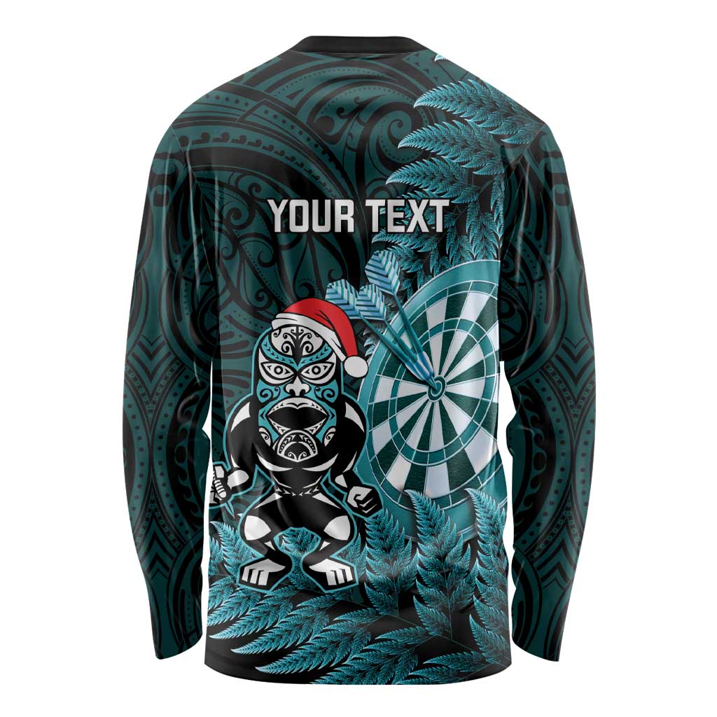 Personalised New Zealand Darts Christmas Long Sleeve Shirt Maori Fern Merry Dartsmas - Polynesian Pride