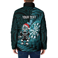 Personalised New Zealand Darts Christmas Padded Jacket Maori Fern Merry Dartsmas - Polynesian Pride