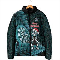 Personalised New Zealand Darts Christmas Padded Jacket Maori Fern Merry Dartsmas - Polynesian Pride