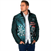 Personalised New Zealand Darts Christmas Padded Jacket Maori Fern Merry Dartsmas - Polynesian Pride