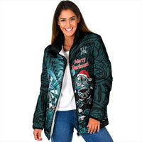 Personalised New Zealand Darts Christmas Padded Jacket Maori Fern Merry Dartsmas - Polynesian Pride