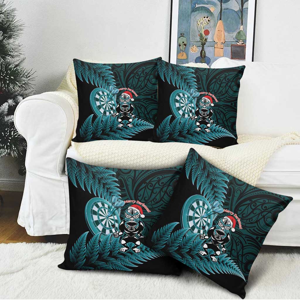 New Zealand Darts Christmas Pillow Cover Maori Fern Merry Dartsmas - Polynesian Pride