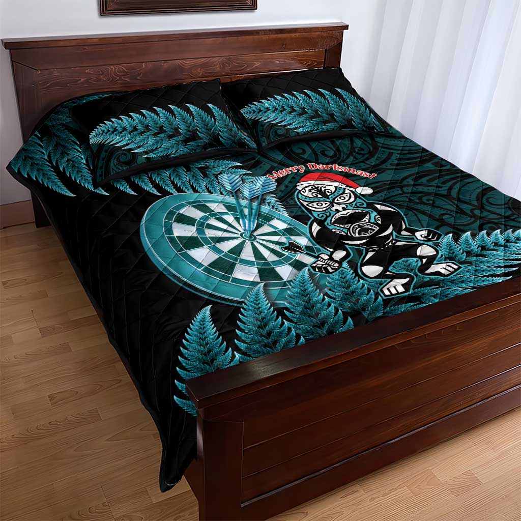 New Zealand Darts Christmas Quilt Bed Set Maori Fern Merry Dartsmas - Polynesian Pride