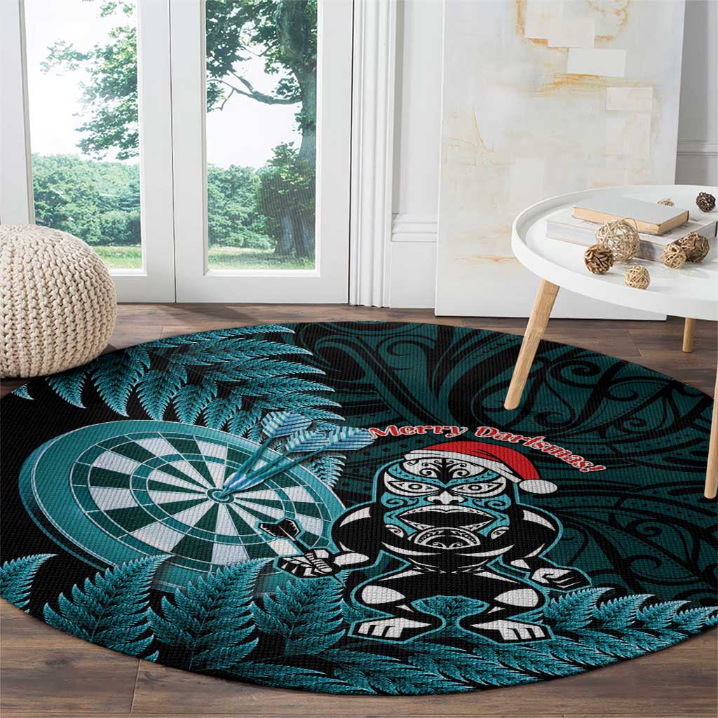 New Zealand Darts Christmas Round Carpet Maori Fern Merry Dartsmas - Polynesian Pride