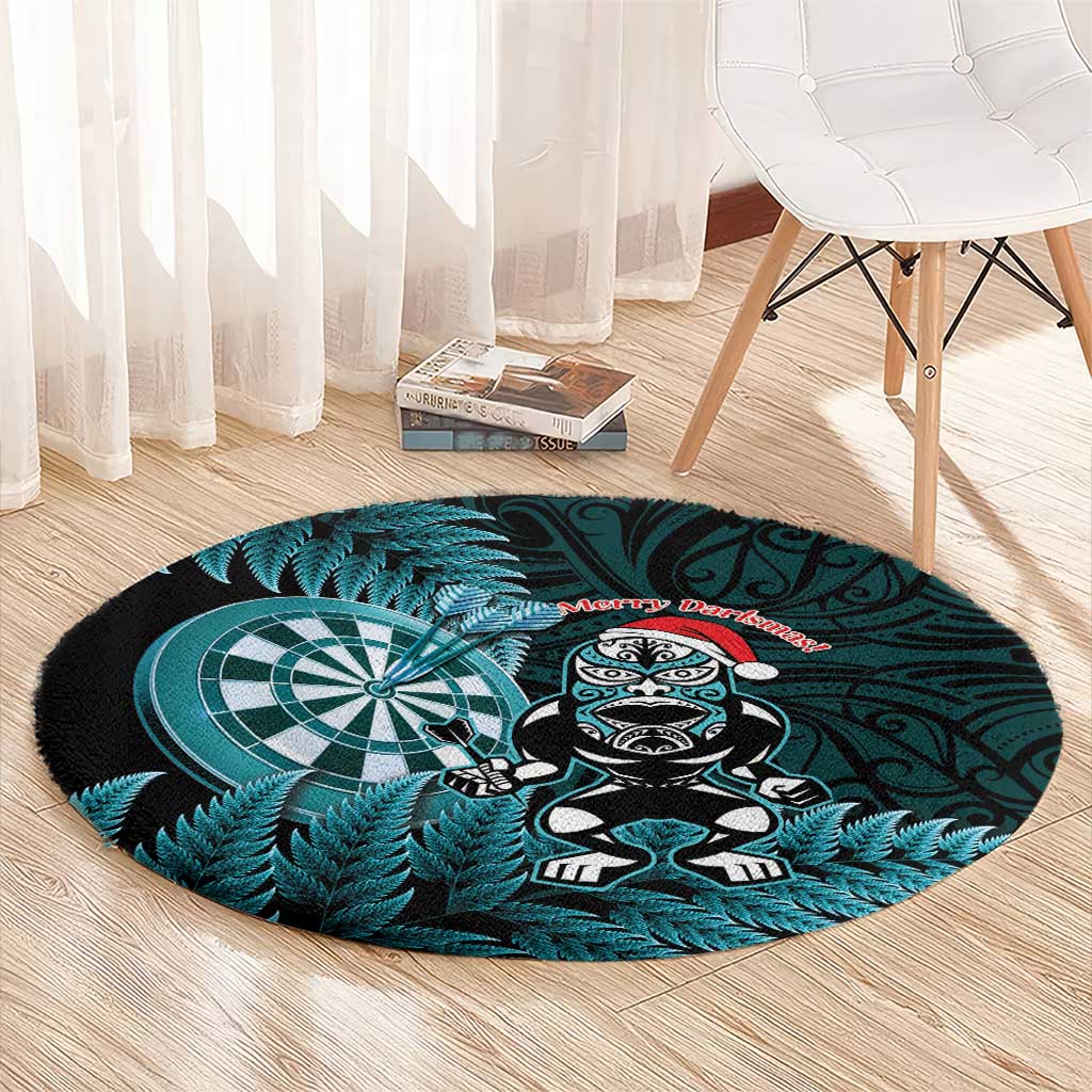 New Zealand Darts Christmas Round Carpet Maori Fern Merry Dartsmas - Polynesian Pride