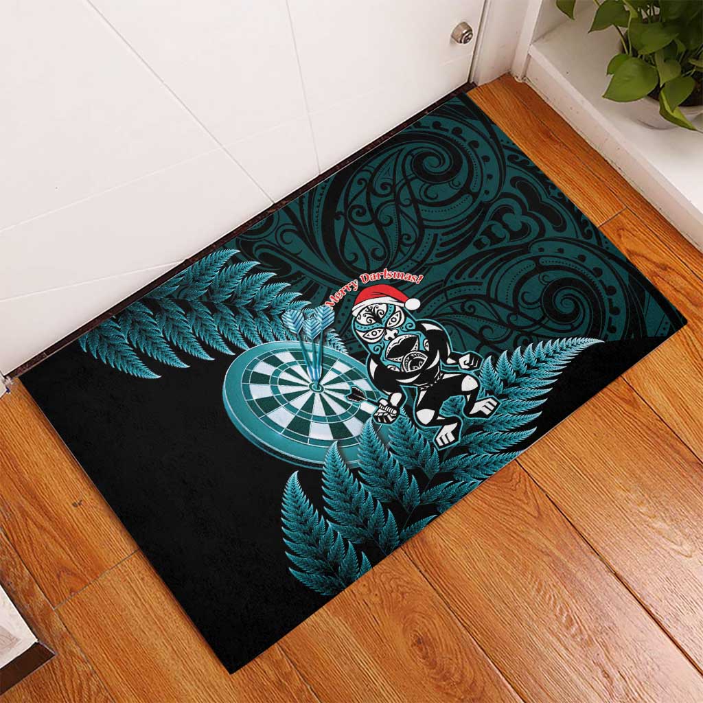 New Zealand Darts Christmas Rubber Doormat Maori Fern Merry Dartsmas - Polynesian Pride