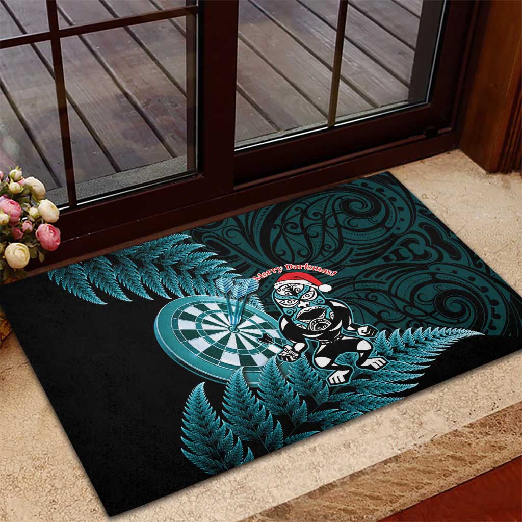 New Zealand Darts Christmas Rubber Doormat Maori Fern Merry Dartsmas - Polynesian Pride