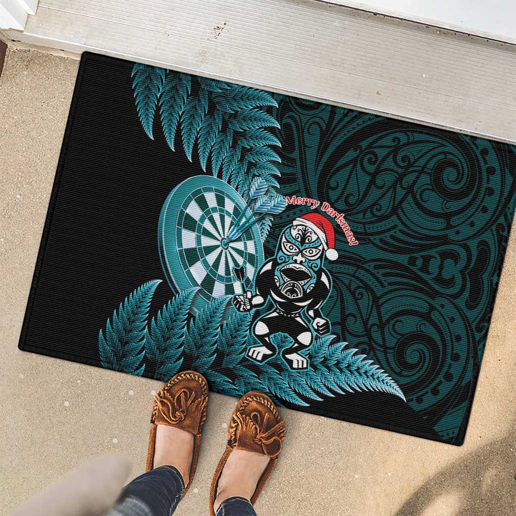 New Zealand Darts Christmas Rubber Doormat Maori Fern Merry Dartsmas - Polynesian Pride