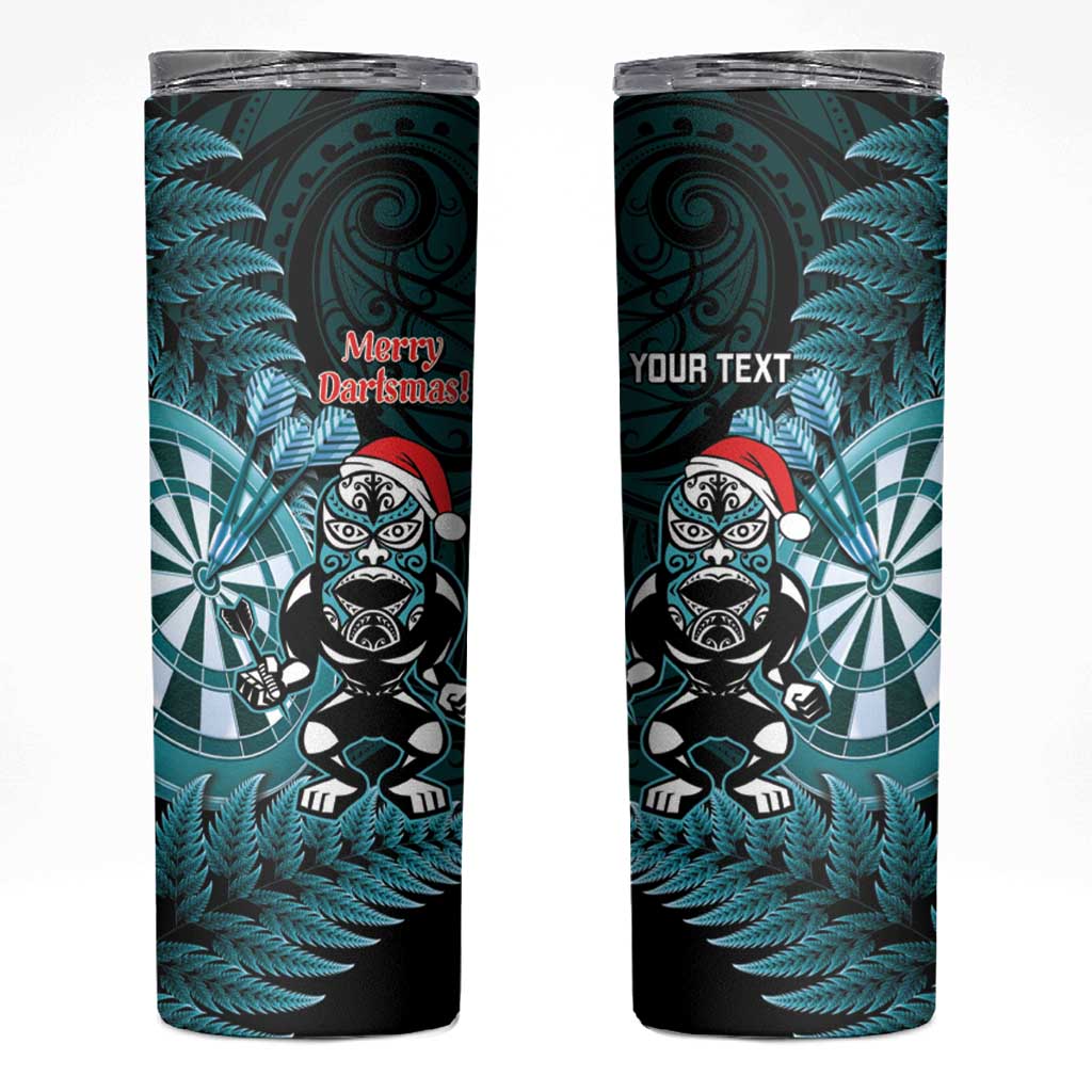 Personalised New Zealand Darts Christmas Skinny Tumbler Maori Fern Merry Dartsmas - Polynesian Pride