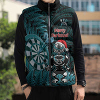 Personalised New Zealand Darts Christmas Sleeveless Puffer Jacket Maori Fern Merry Dartsmas - Polynesian Pride