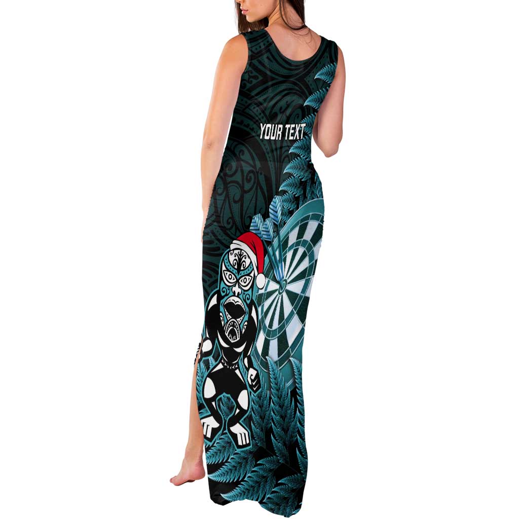 Personalised New Zealand Darts Christmas Tank Maxi Dress Maori Fern Merry Dartsmas - Polynesian Pride