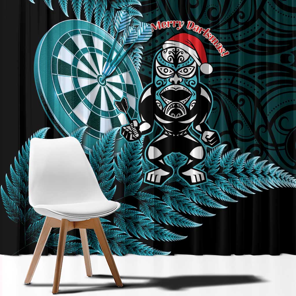 New Zealand Darts Christmas Window Curtain Maori Fern Merry Dartsmas - Polynesian Pride