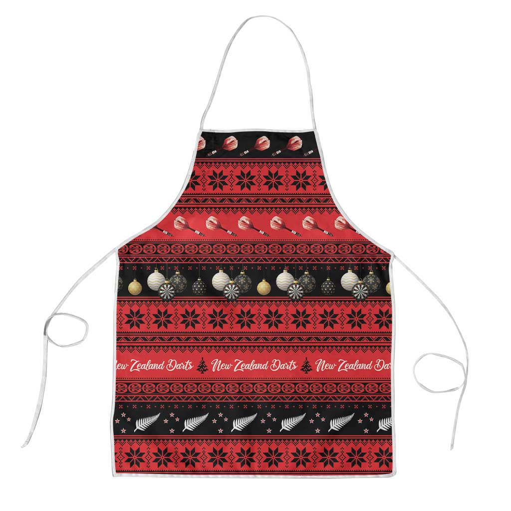 New Zealand Darts Christmas Apron Merry Xmas Aotearoa Maori Red - Polynesian Pride