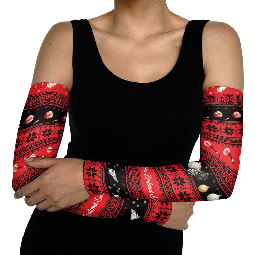 New Zealand Darts Christmas Arm Sleeves Merry Xmas Aotearoa Maori Red - Polynesian Pride
