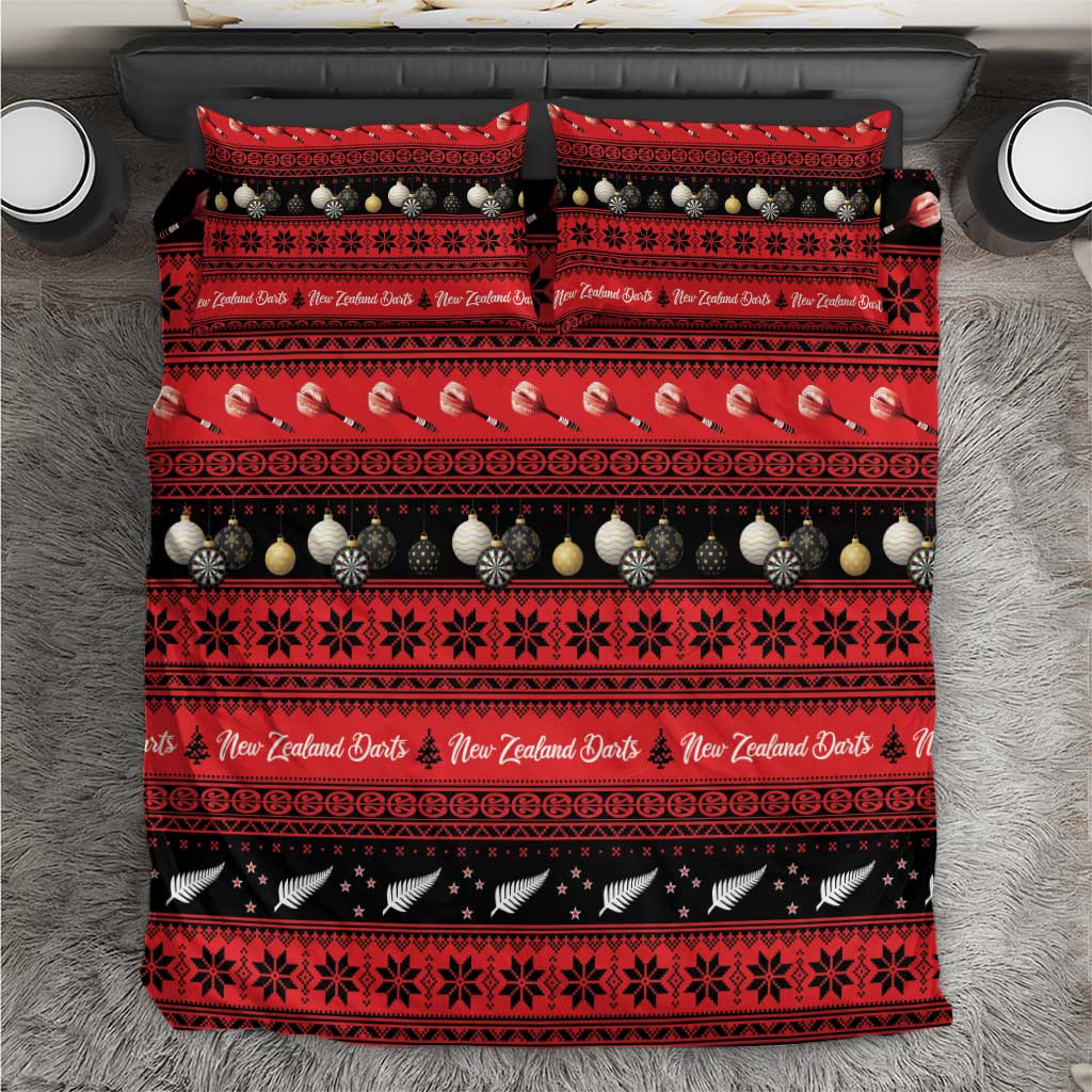 New Zealand Darts Christmas Bedding Set Merry Xmas Aotearoa Maori Red - Polynesian Pride
